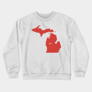 Big Rapids College Michigan Heart on map Crewneck Sweatshirt